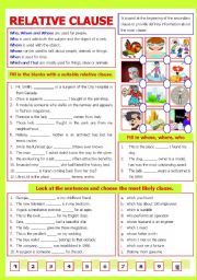 English Worksheet: Relative Clause