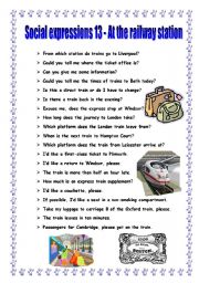 English Worksheet: Social expressions 13 - at the railway station