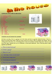 English Worksheet: house and rooms