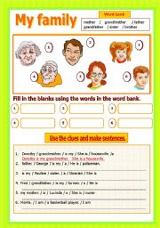 English Worksheet: Verb to Be - My family