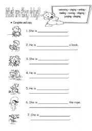 English Worksheet: WHAT ARE THEY DOI NG?
