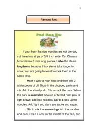 English worksheet: Famous food