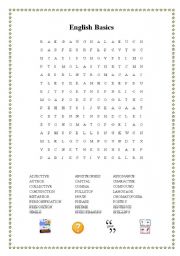 English Basics Wordsearch and Cryptogram 