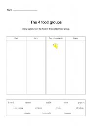 English Worksheet: The 4 food groups