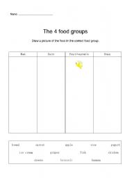 English worksheet: The 4 food groups