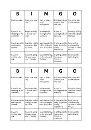 English Worksheet: Used to BINGO