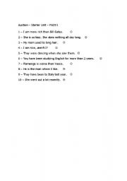 English Worksheet: Sentences Auction