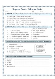 English Worksheet: Request, Desire, Offer, and Advice
