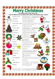 English Worksheet: Double puzzle (Christmas)