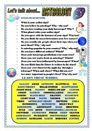English Worksheet: LETS TALK ABOUT  ASTROLOGY (SPEAKING SERIES 65)