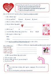 English Worksheet: Valentines Day webquest
