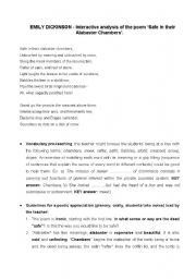 English Worksheet: emily dickinson: an interactive close reading