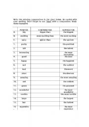 English Worksheet: DEGREES OF ADJECTIVES