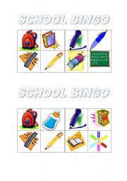 English Worksheet: SCHOOL BINGO