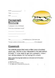 English Worksheet: Paragraph Writing