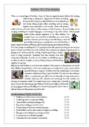 English Worksheet: hobbies and free time activities 