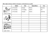 English Worksheet: Making sentences with guided pictures