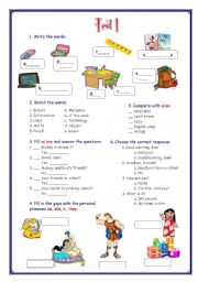 English Worksheet: My English Portfolio 11 (Test 1) + Separators