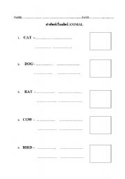 English worksheet: Animals