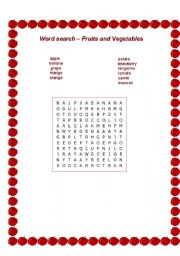 English worksheet: Word search - Fruits and Vegetables