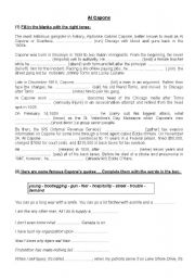 English Worksheet: Al Capone biography and quotes (past tenses and vocabulary practice)