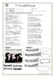 English Worksheet: listen to the song!