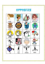 English Worksheet: Opposites Pictionary (EDITABLE)