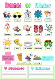 English Worksheet: Summer or Winter 