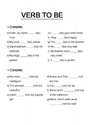 English Worksheet: VERB TO BE