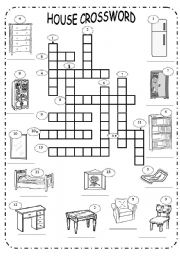 English Worksheet: AROUND THE HOUSE 1  - 	 B&W