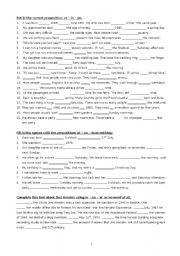 English Worksheet: Prepositions