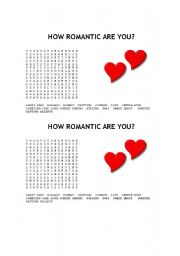 English worksheet: HOW ROMANTIC ARE YOU?