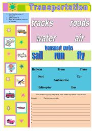 English worksheet: TRANSPORTATION + SIMPLE PRESENT 