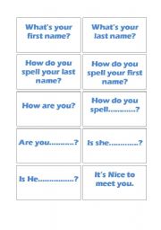 English Worksheet: Beginners Conversation Cards