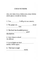 English worksheet: Conjunctions