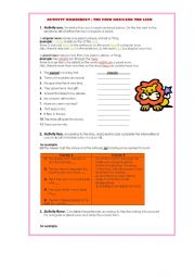 English worksheet: The four oxen and the lion 