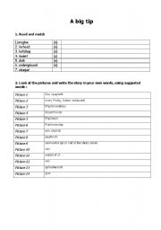 English worksheet: a big tip