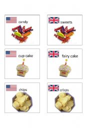 English Worksheet: American / British English flashcards 2