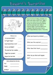 English Worksheet: Eeyores Surprise