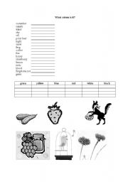 English worksheet: teaching colours