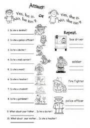 English Worksheet: IS HE/SHE A DOCTOR?