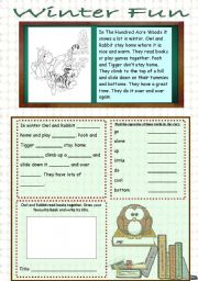 English Worksheet: Pooh And Tigger Enjoy The Snow