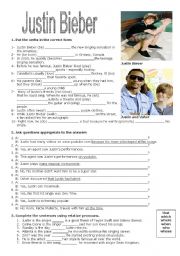 English Worksheet: Justin Bieber