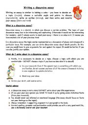 English Worksheet: writing a discurcive essay