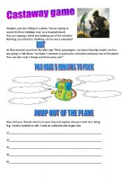 English Worksheet: Castaway game (3 pages) - complete game with a set of activities
