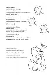 English worksheet: Autumn leaves