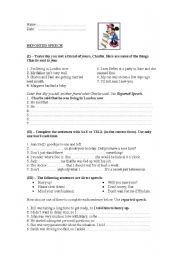 English Worksheet: REPORTED SPEECH