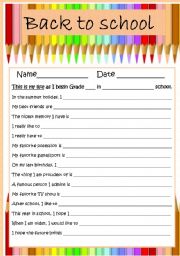 English Worksheet: Back to school