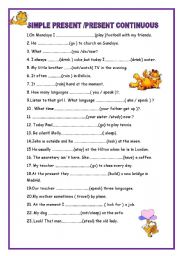 English Worksheet: SIMPLE PRESENT AND PRESENT CONTINUOUS