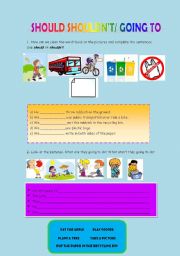 English Worksheet: SHOULD-SHOULDNT/GOING TO activity for elementary students